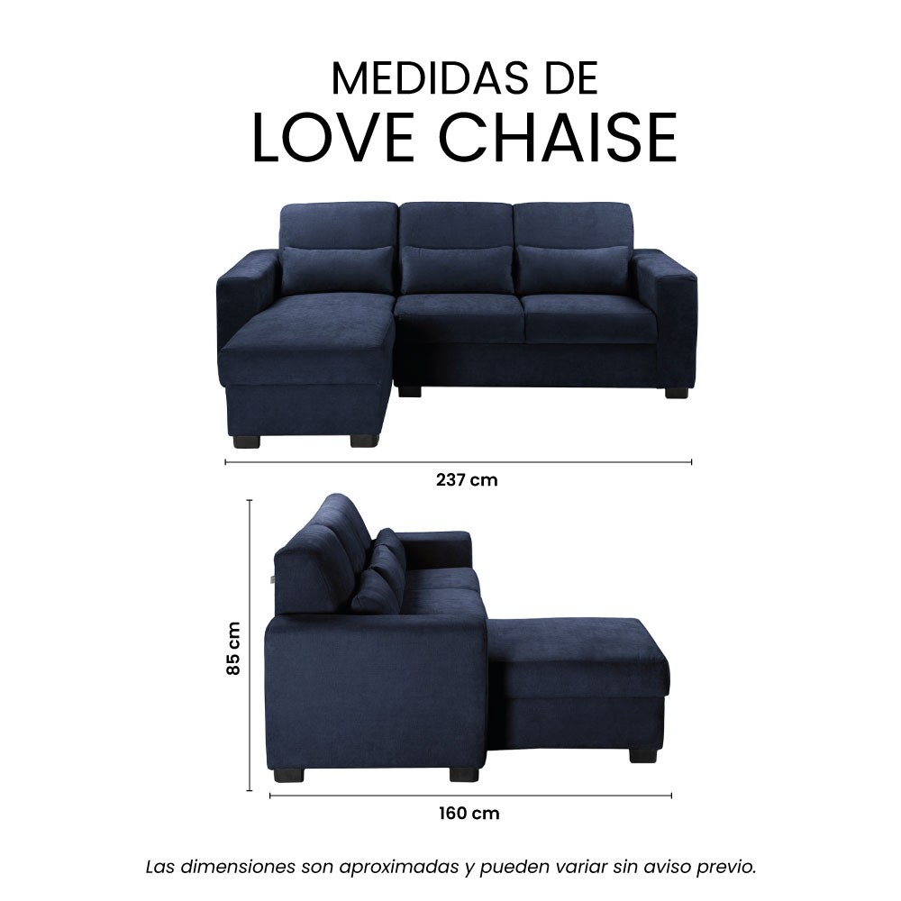 Foto 9 pulgar | Love Chaise Trinity Eros Color Azul Izquierdo