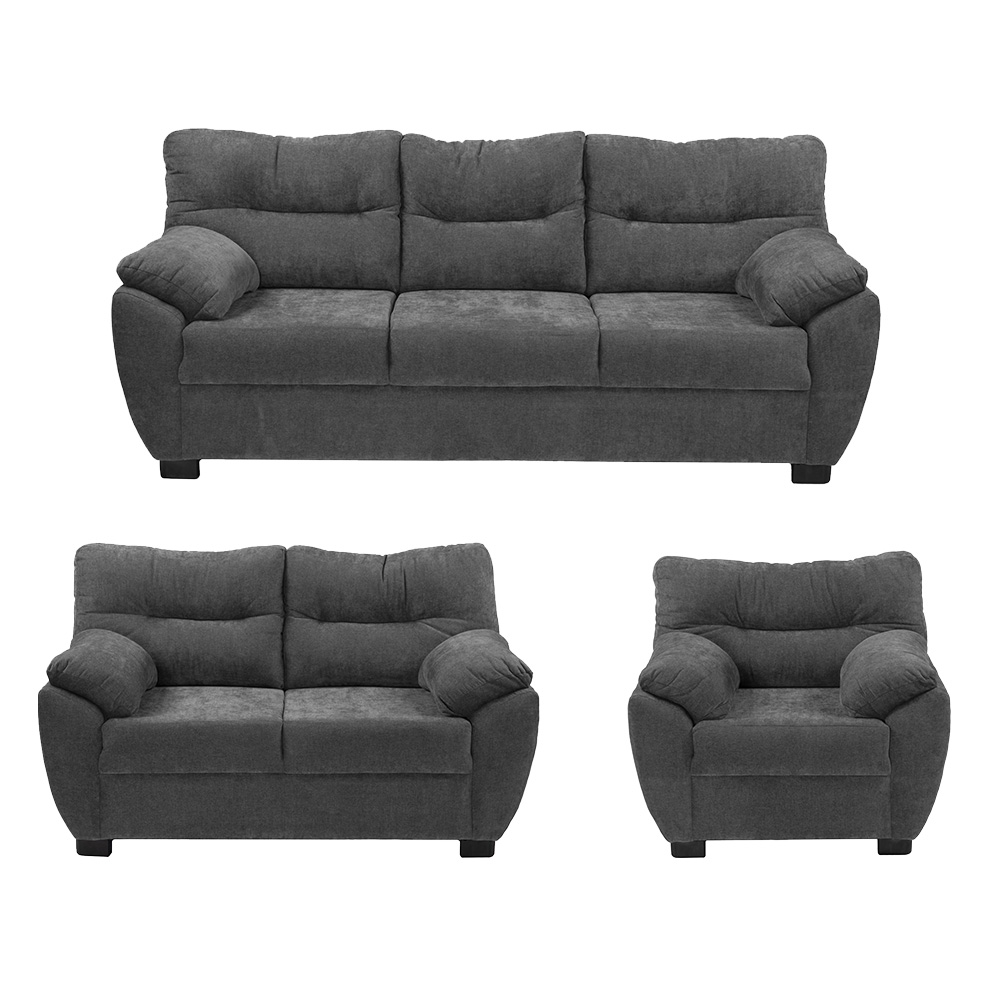 Foto 2 pulgar | Sala Dicasa Monza Colo Gris Oscuro 3 Piezas ( Sillón, Love Seat Y Sofá)