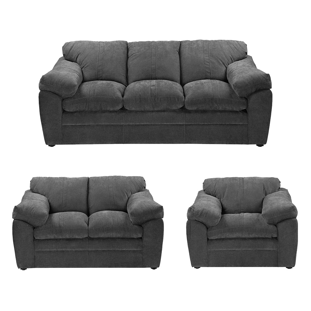 Foto 2 pulgar | Sala Dicasa Aston Color Gris Oscuro 3 Piezas ( Sillón, Love Seat Y Sofá)