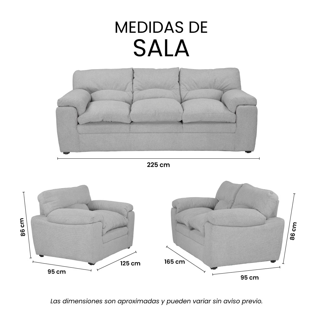 Foto 8 pulgar | Sala Trinity Cosmo Color Plata 3 Piezas ( Sillón, Love Seat Y Sofá )