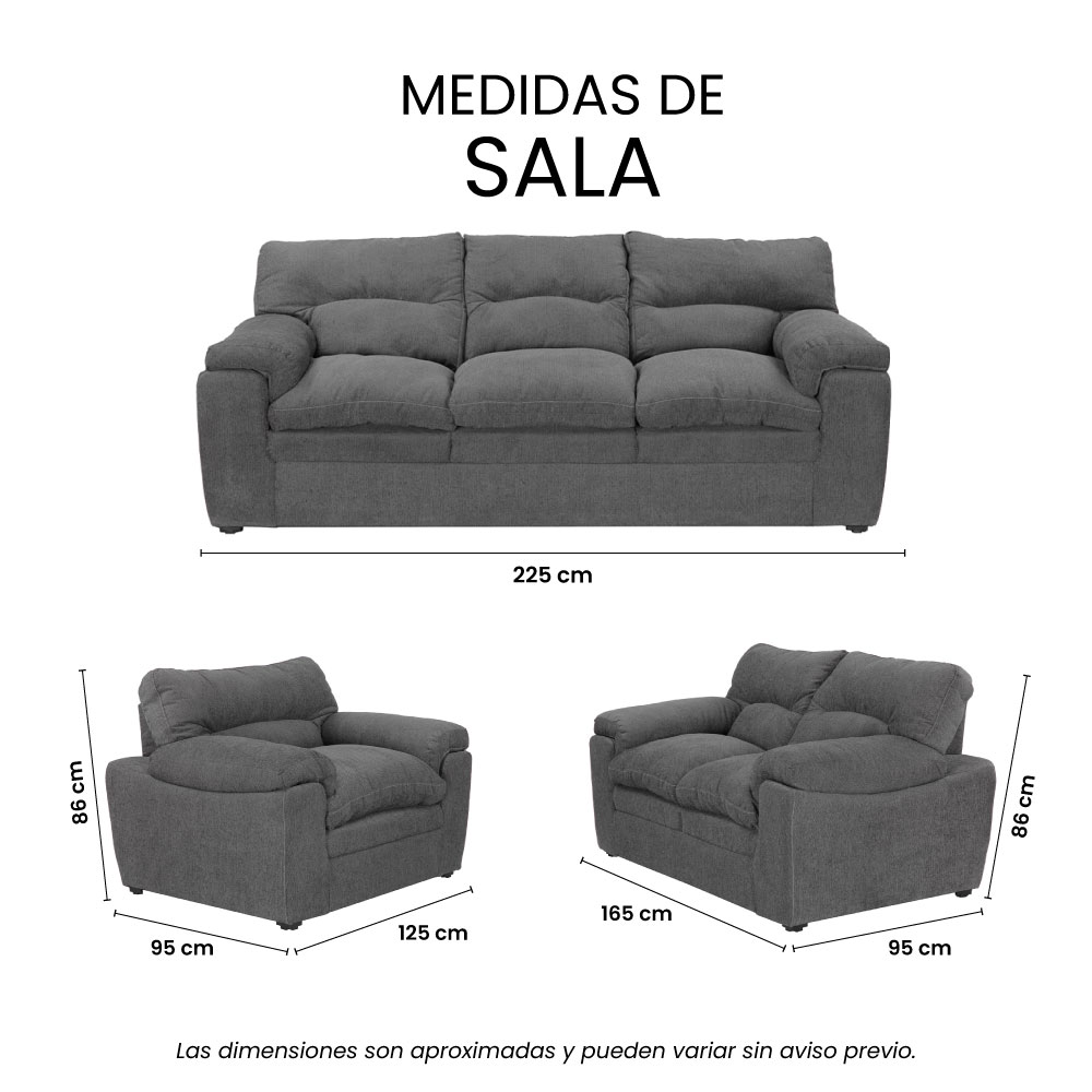 Foto 7 | Sala Trinity Cosmo Color Gris Oxford 3 Piezas ( Sillón, Love Seat Y Sofá)