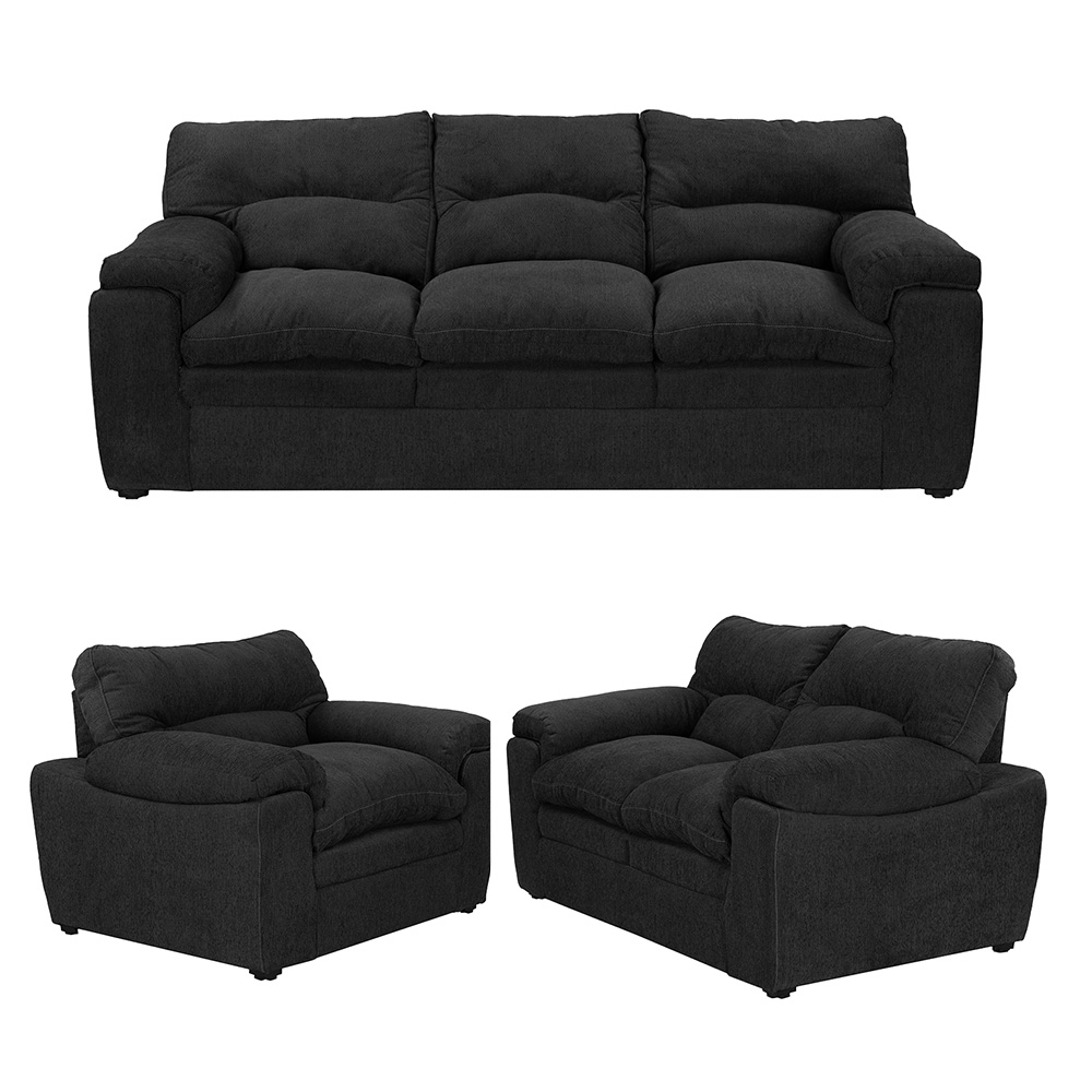 Foto 2 pulgar | Sala Trinity Cosmo Color Negro 3 Piezas ( Sillón, Love Seat Y Sofá)