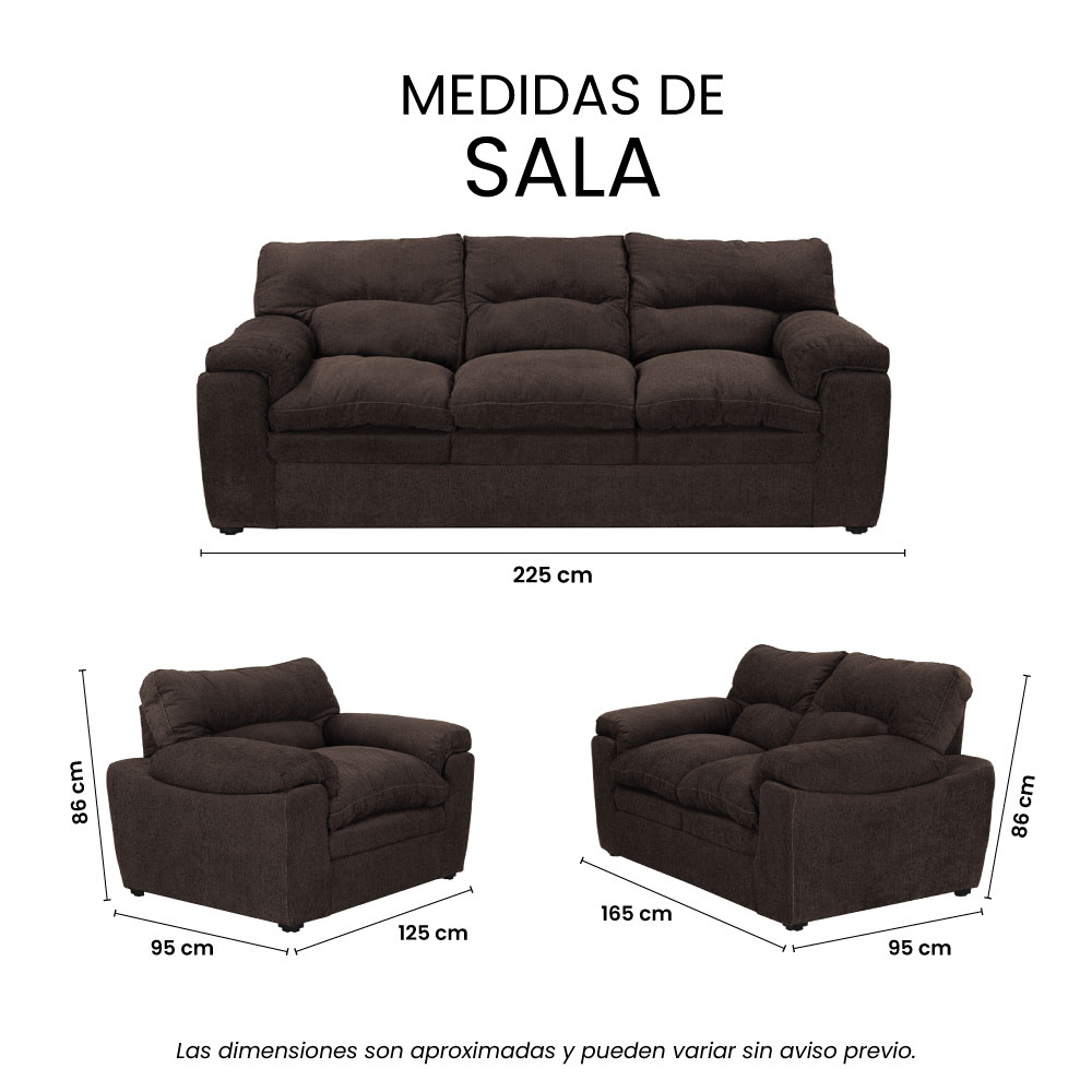 Foto 8 pulgar | Sala Trinity Cosmo Color Chocolate 3 Piezas ( Sillón, Love Seat Y Sofá)
