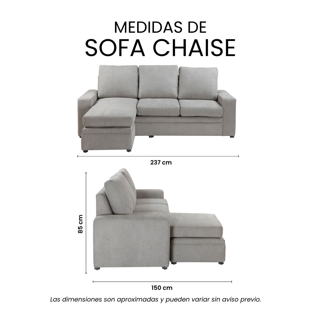 Foto 9 pulgar | Sofá Chaise Trinity Canvas Color Gris