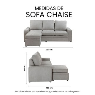 Foto 8 | Sofá Chaise Trinity Canvas Color Gris
