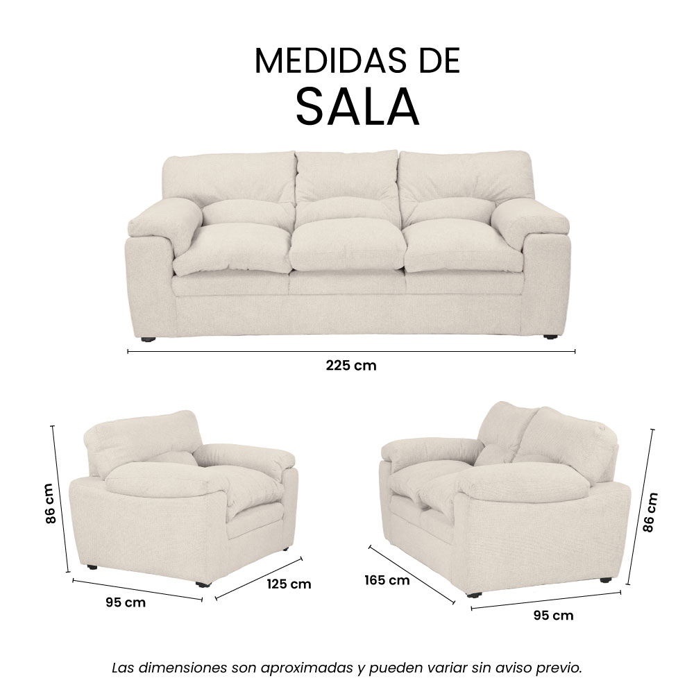Foto 8 pulgar | Sala 3 Piezas Trinity Cosmo Color Crema ( Sofá. Love Seat Y Sillón )