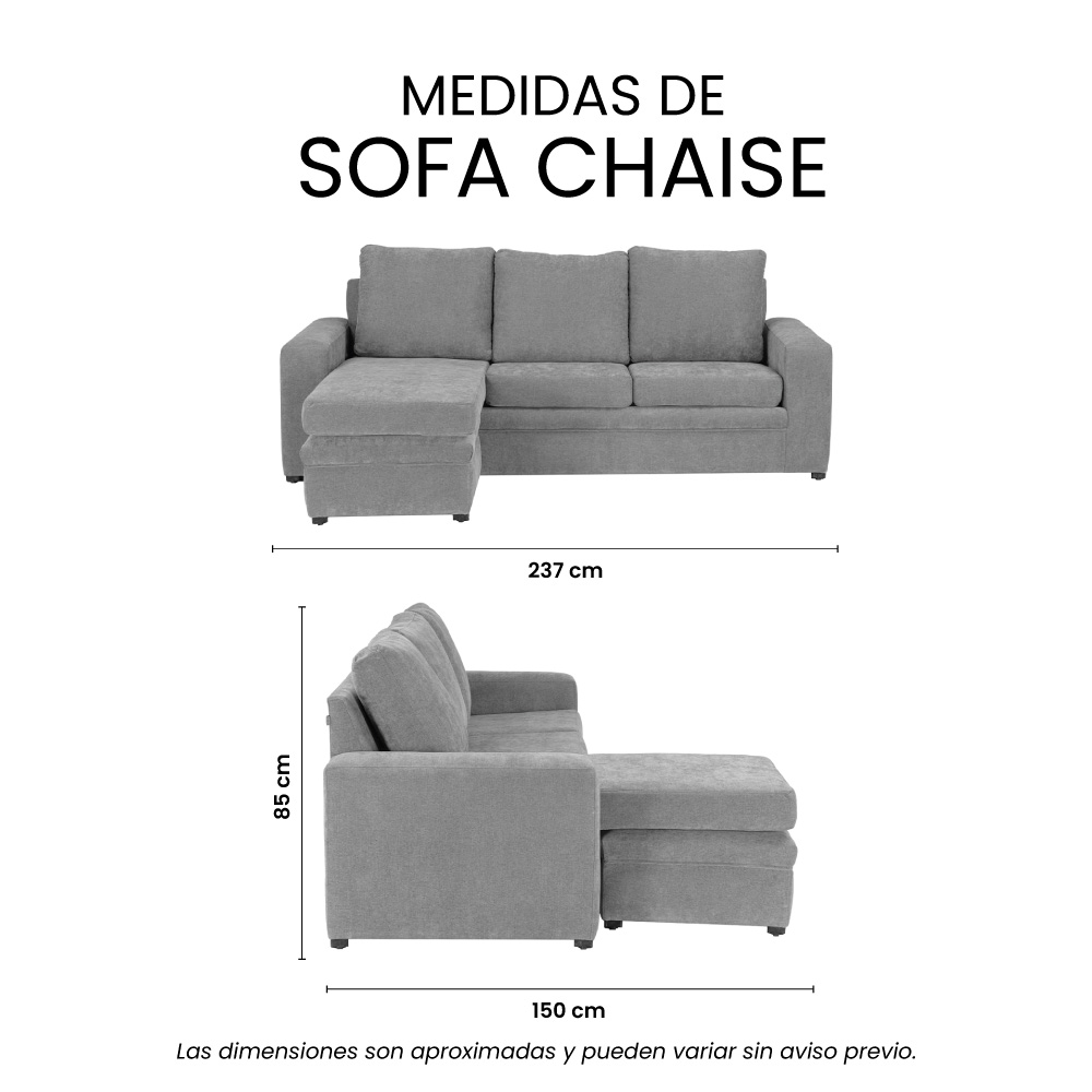 Foto 9 pulgar | Sofá Chaise Trinity Canvas Color Gris