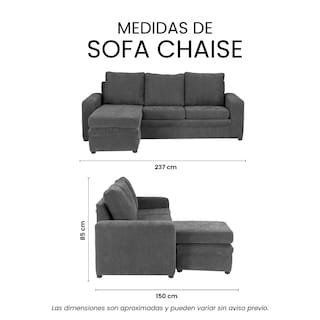 Foto 8 | Sofá Chaise Trinity Canvas Color Gris Oscuro