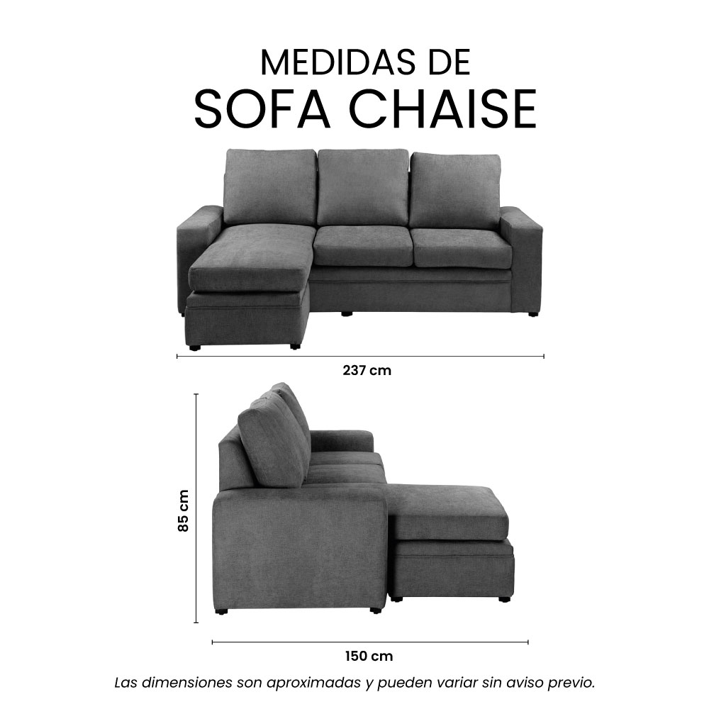 Foto 9 pulgar | Sofá Chaise Trinity Canvas Color Gris Oscuro