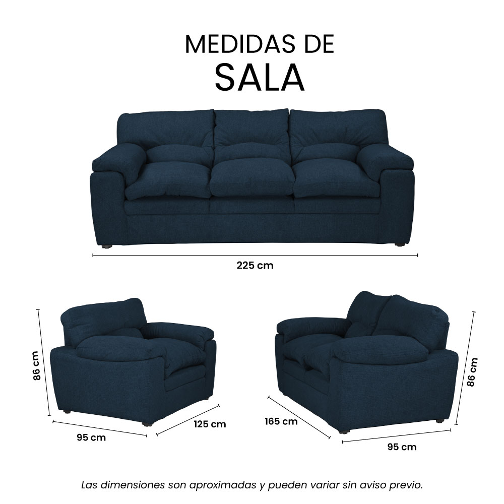 Foto 8 pulgar | Sala 3 Piezas Trinity Cosmo Color Azul ( Sofá. Love Seat Y Sillón )