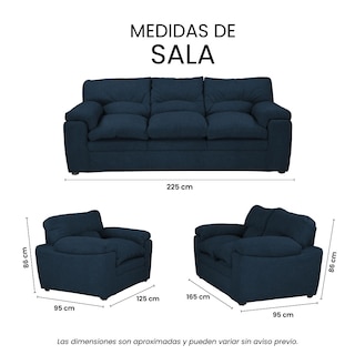 Foto 7 | Sala 3 Piezas Trinity Cosmo Color Azul ( Sofá. Love Seat Y Sillón )