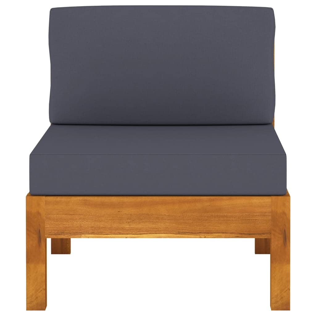 Foto 2 | Sofá Vidaxl Middle Con Cojines De Madera De Acacia Gris Oscuro - Venta Internacional.