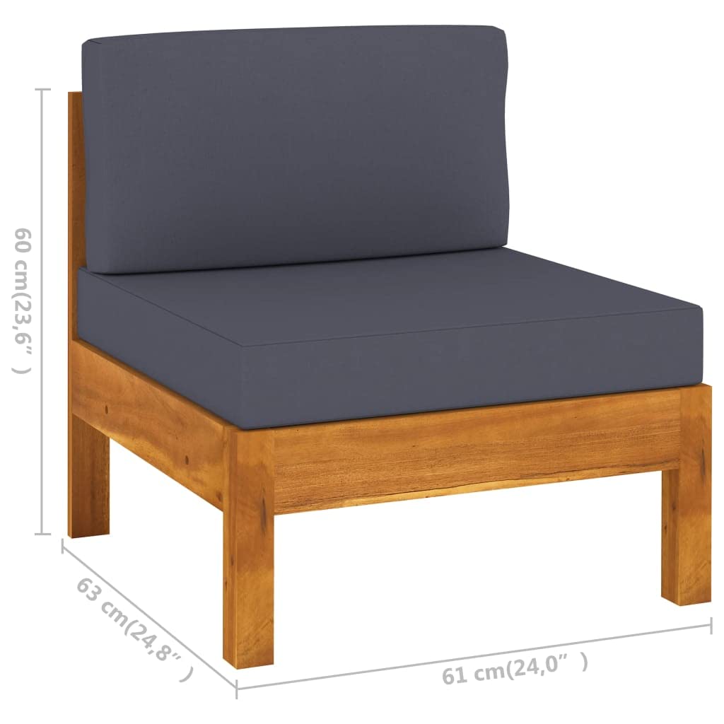 Foto 5 pulgar | Sofá Vidaxl Middle Con Cojines De Madera De Acacia Gris Oscuro - Venta Internacional.