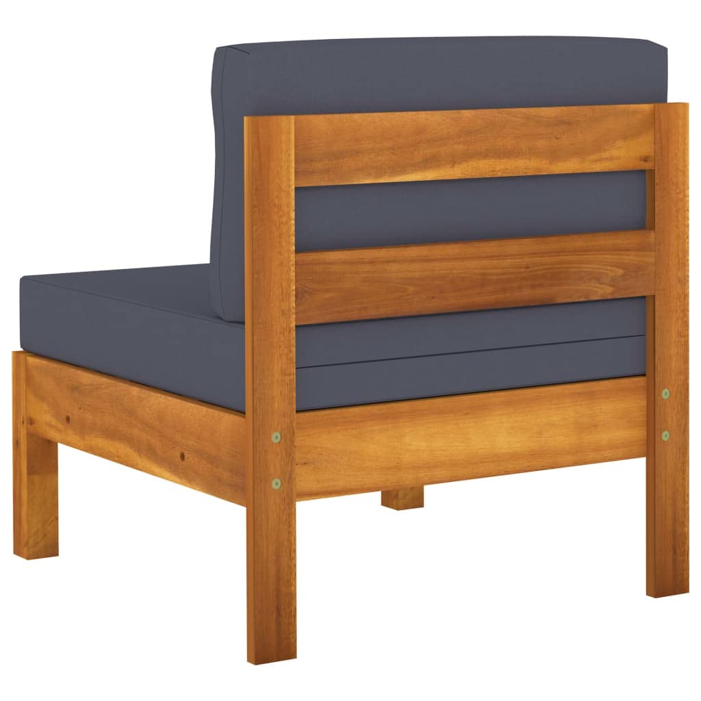 Foto 5 | Sofá Vidaxl Middle Con Cojines De Madera De Acacia Gris Oscuro - Venta Internacional.