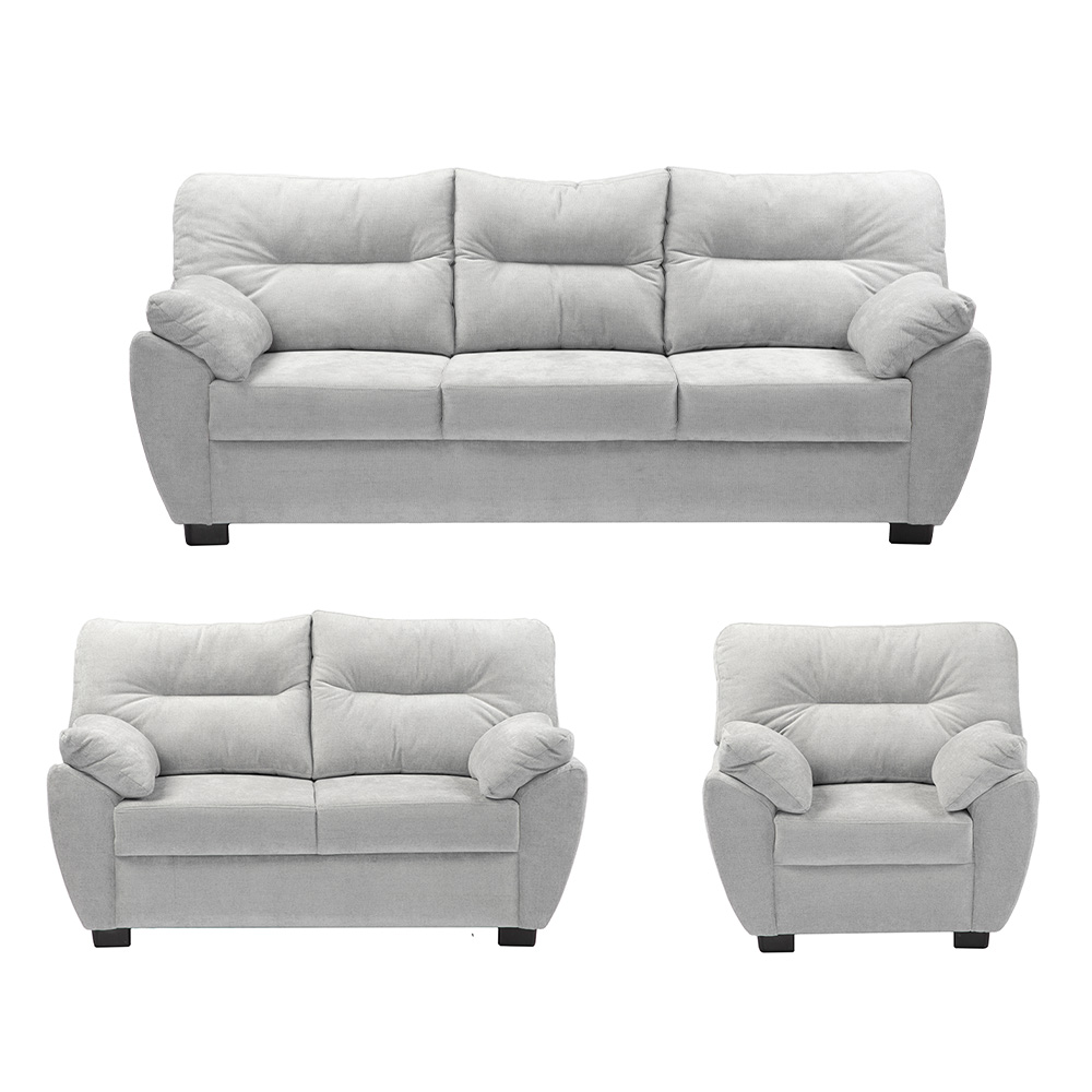 Monza Sala 3-2-1 Sala 3 Piezas (sofa, Love Y Sillon) Kelsi Dolphin Gris