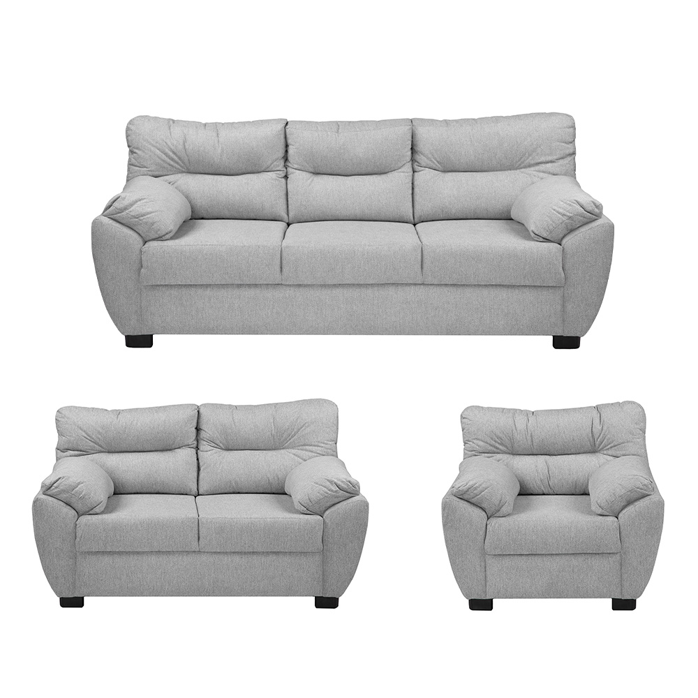 Monza Sala 3-2-1 Sala 3 Piezas (sofa, Love Y Sillon) Fulham Ash Plata