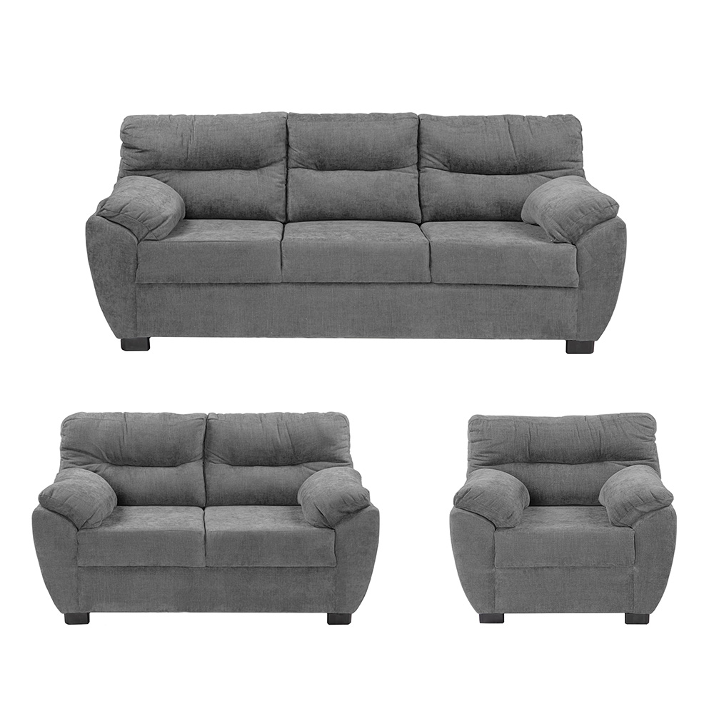 Monza Sala 3-2-1 Sala 3 Piezas (sofa, Love Y Sillon) Soho Storm Gris Oscuro