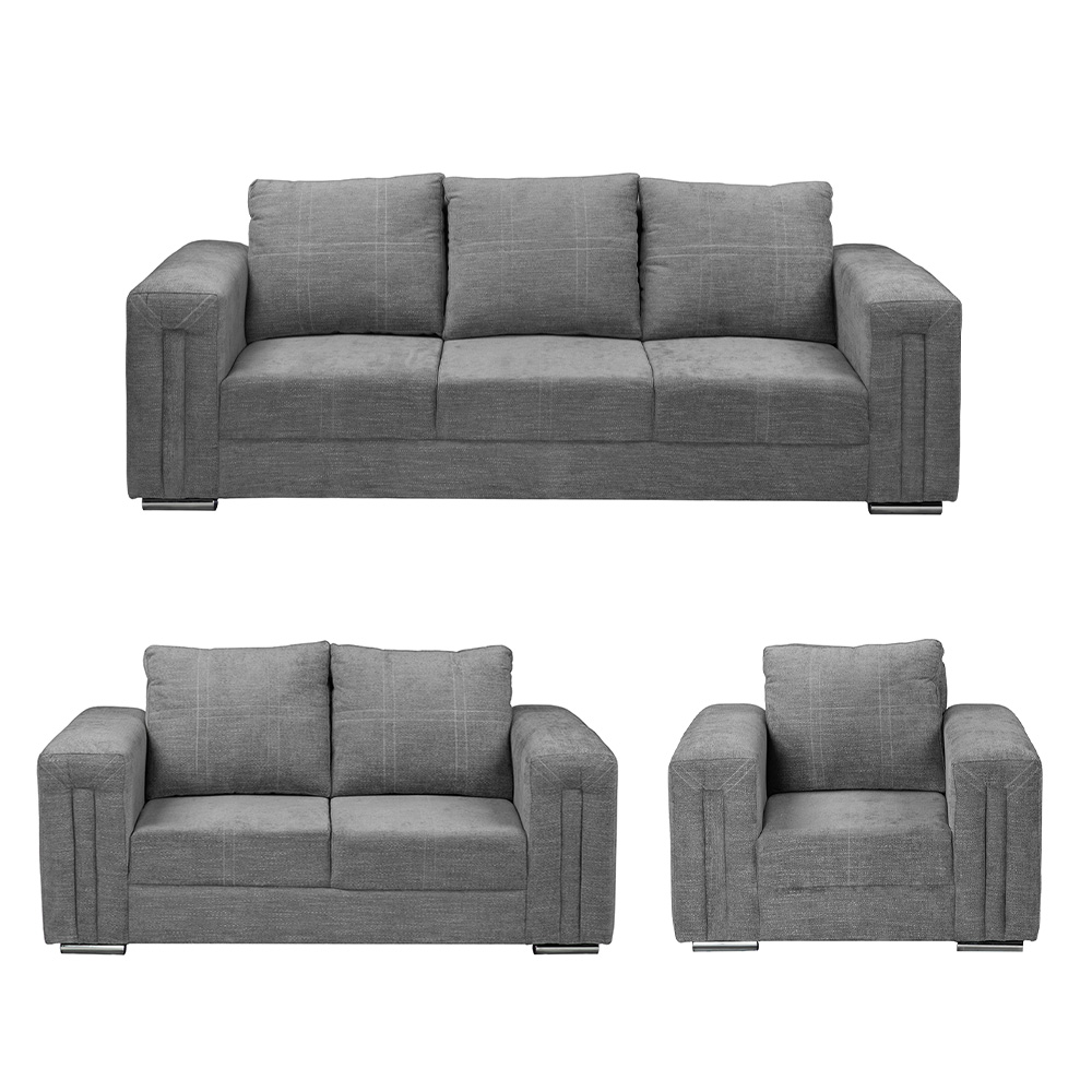 Taos Sala 3-2-1 Sala 3 Piezas (sofa, Love Y Sillon) Bond Storm Gris Oscuro