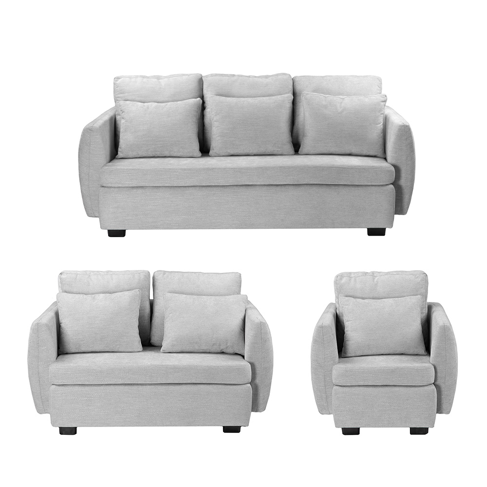 Foto 2 pulgar | Kuma Sala 3-2-1 Sala 3 Piezas (sofa, Love Y Sillon) Bond Ash Plata