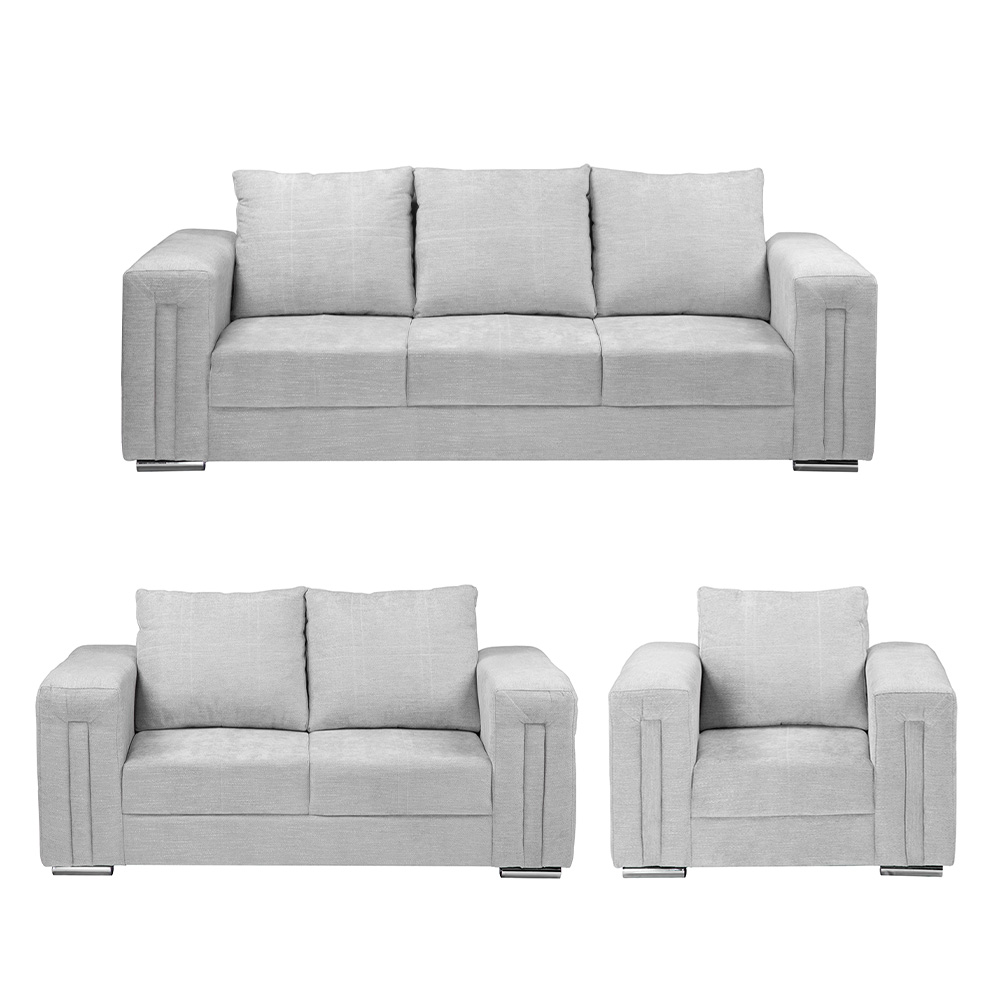 Taos Sala 3-2-1 Sala 3 Piezas (sofa, Love Y Sillon) Bond Plata