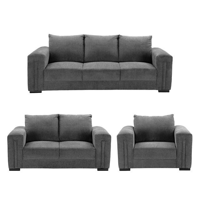 Taos Sala 3-2-1 Sala 3 Piezas (sofa, Love Y Sillon) Centaurus Gris Carbon