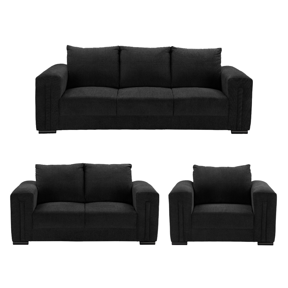 Taos Sala 3-2-1 Sala 3 Piezas (sofa, Love Y Sillon) Centaurus Negro