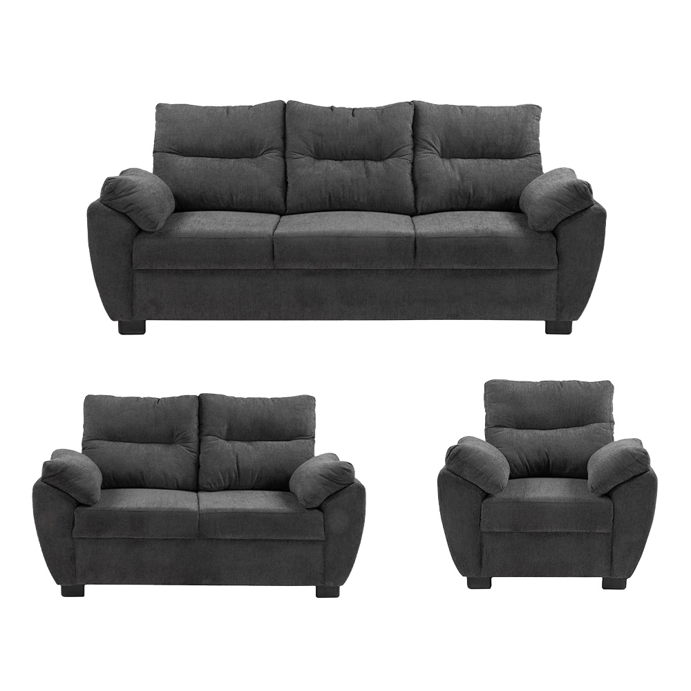 Sala Venecia Carnaby Gris Carbon 3 Piezas