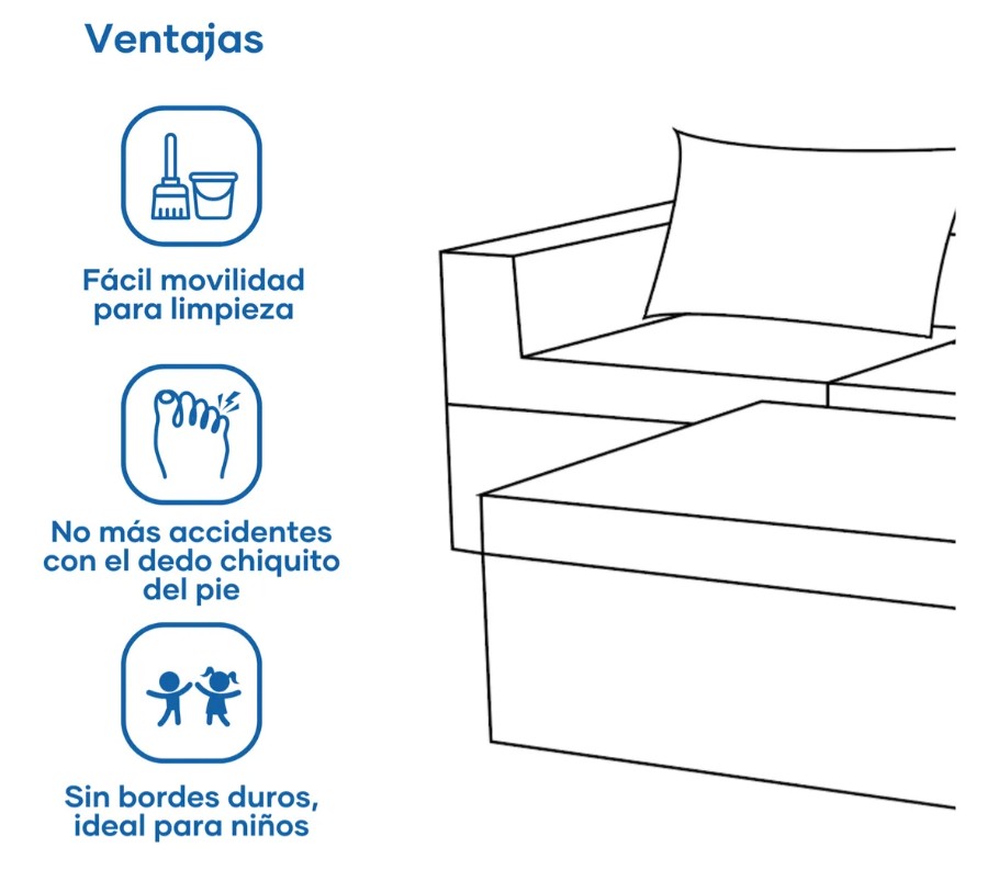 Foto 4 | Sala California Smooth Modular 4 Piezas Sin Patas Navy