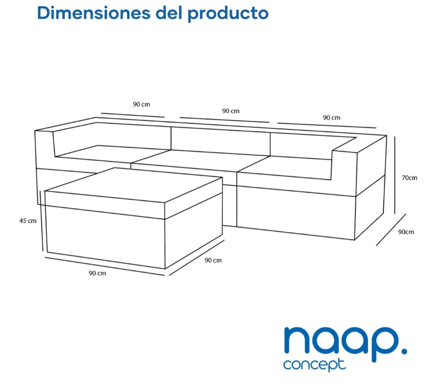Foto 6 | Sala California Smooth Modular 4 Piezas Sin Patas Navy