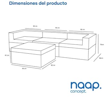 Foto 6 | Sala California Smooth Modular 4 Piezas Sin Patas Navy