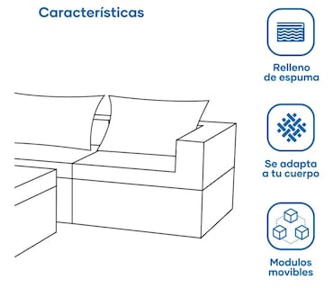 Foto 4 | Sala California Smooth Modular 4 Piezas Sin Patas Silver