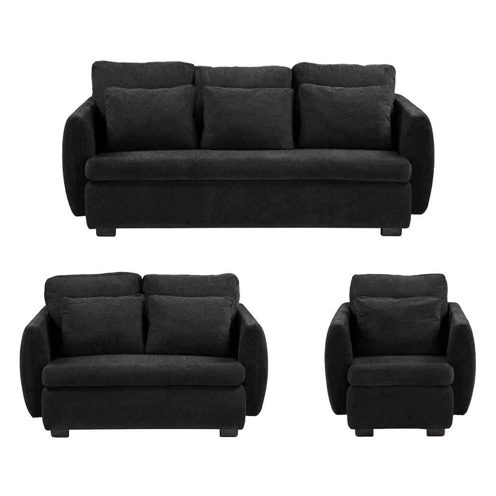 Foto 2 pulgar | Kuma Sala 3-2-1 Sala 3 Piezas (sofa, Love Y Sillon) Centaurus Black  Negro