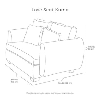 Foto 7 | Kuma Sala 3-2-1 Sala 3 Piezas (sofa, Love Y Sillon) Centaurus Black Negro