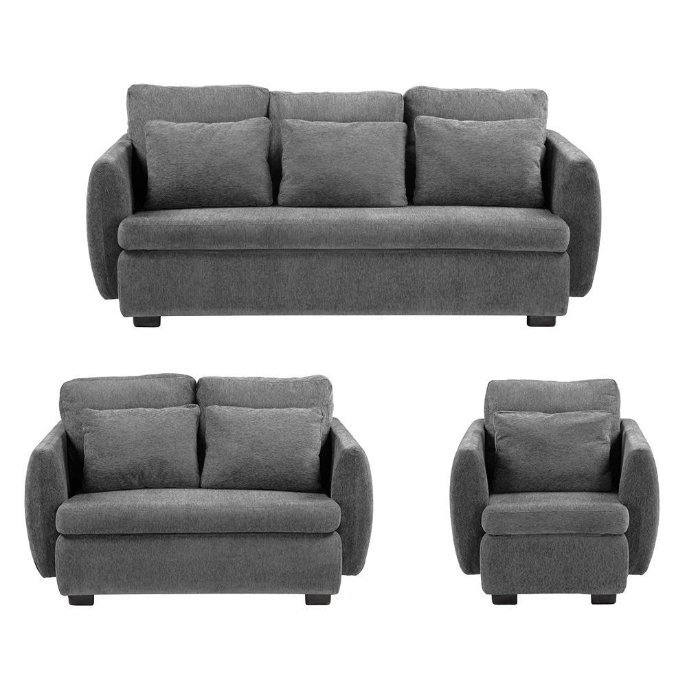 Foto 2 pulgar | Kuma Sala 3-2-1 Sala 3 Piezas (sofa, Love Y Sillon) Centaurus Oxford Gris Carbon