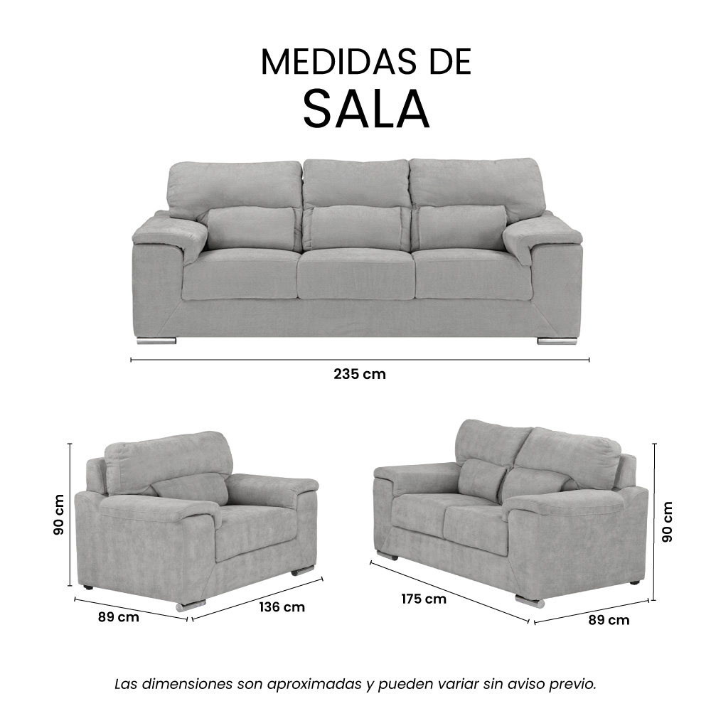 Foto 8 pulgar | Sala Trinity Kaizen Color Gris 3 Piezas ( Sillón, Love Seat Y Sofá)