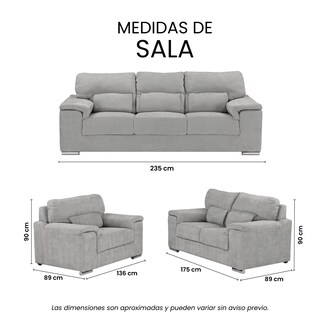 Foto 7 | Sala Trinity Kaizen Color Gris 3 Piezas ( Sillón, Love Seat Y Sofá)