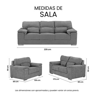 Foto 7 | Sala Trinity Kaizen Color Gris Oscuro 3 Piezas ( Sillón, Love Seat Y Sofá)