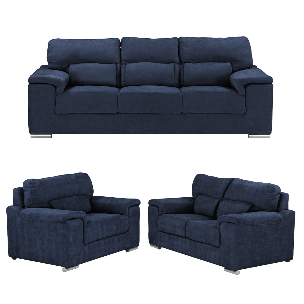 Foto 2 pulgar | Sala Trinity Kaizen Color Azul 3 Piezas (sillón, Love Seat Y Sofá)