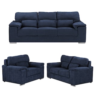 Foto 1 | Sala Trinity Kaizen Color Azul 3 Piezas (sillón, Love Seat Y Sofá)