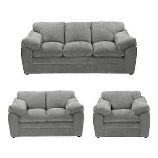 Foto 1 | Sala Dicasa Aston Gris 3 Piezas (sofá, Love Seat Y Sillón)