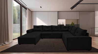 Foto 2 | Sala Esquinera En U El Bazar Store Hera Negro 160x275x215 Cm 4 Salas En 1 Tela Lino Nacional Modular