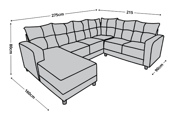 Foto 8 | Sala Esquinera En U El Bazar Store Hera Negro 160x275x215 Cm 4 Salas En 1 Tela Lino Nacional Modular