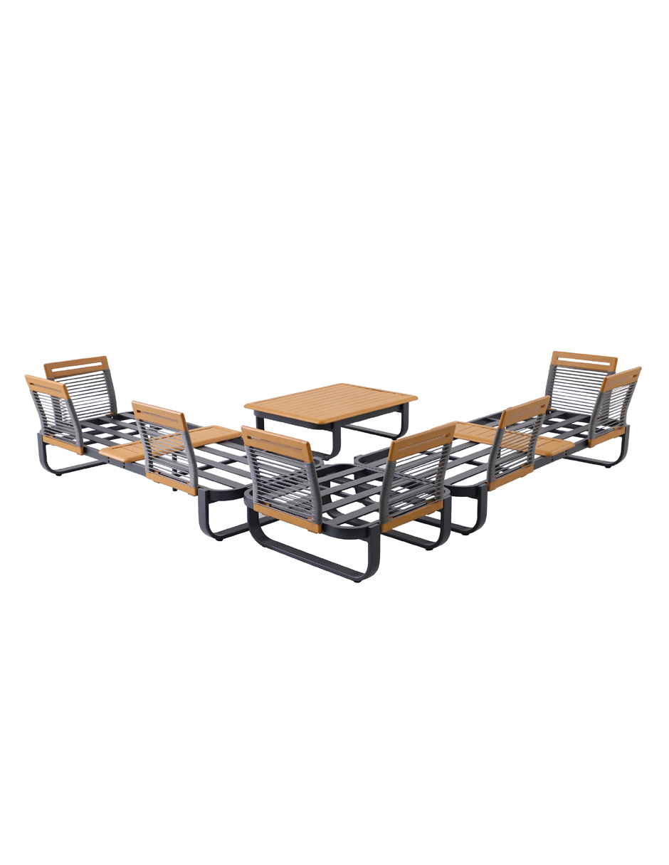 Foto 5 pulgar | Naterial Set De Sala Muebles De Jardín: Sofá Esquinero + 1 Mesa Con Cojines, Estructura De Aluminio Para Exter
