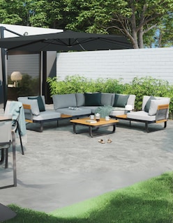 Foto 7 | Naterial Set De Sala Muebles De Jardín: Sofá Esquinero + 1 Mesa Con Cojines, Estructura De Aluminio Para Exter