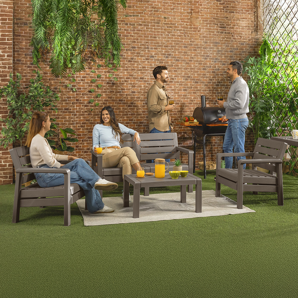 Foto 1 | Juego Set Sala 4 Puestos Mesa Sillones Sofá Plástico Ideal Interior O Exterior Rimax