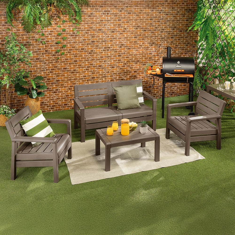 Foto 3 pulgar | Juego Set Sala 4 Puestos Mesa Sillones Sofá Plástico Ideal Interior O Exterior Rimax
