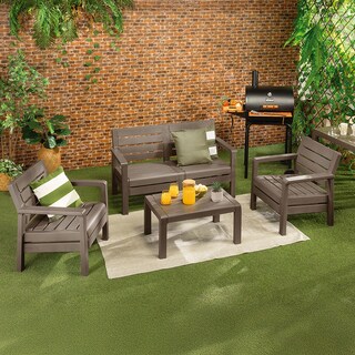 Foto 2 | Juego Set Sala 4 Puestos Mesa Sillones Sofá Plástico Ideal Interior O Exterior Rimax