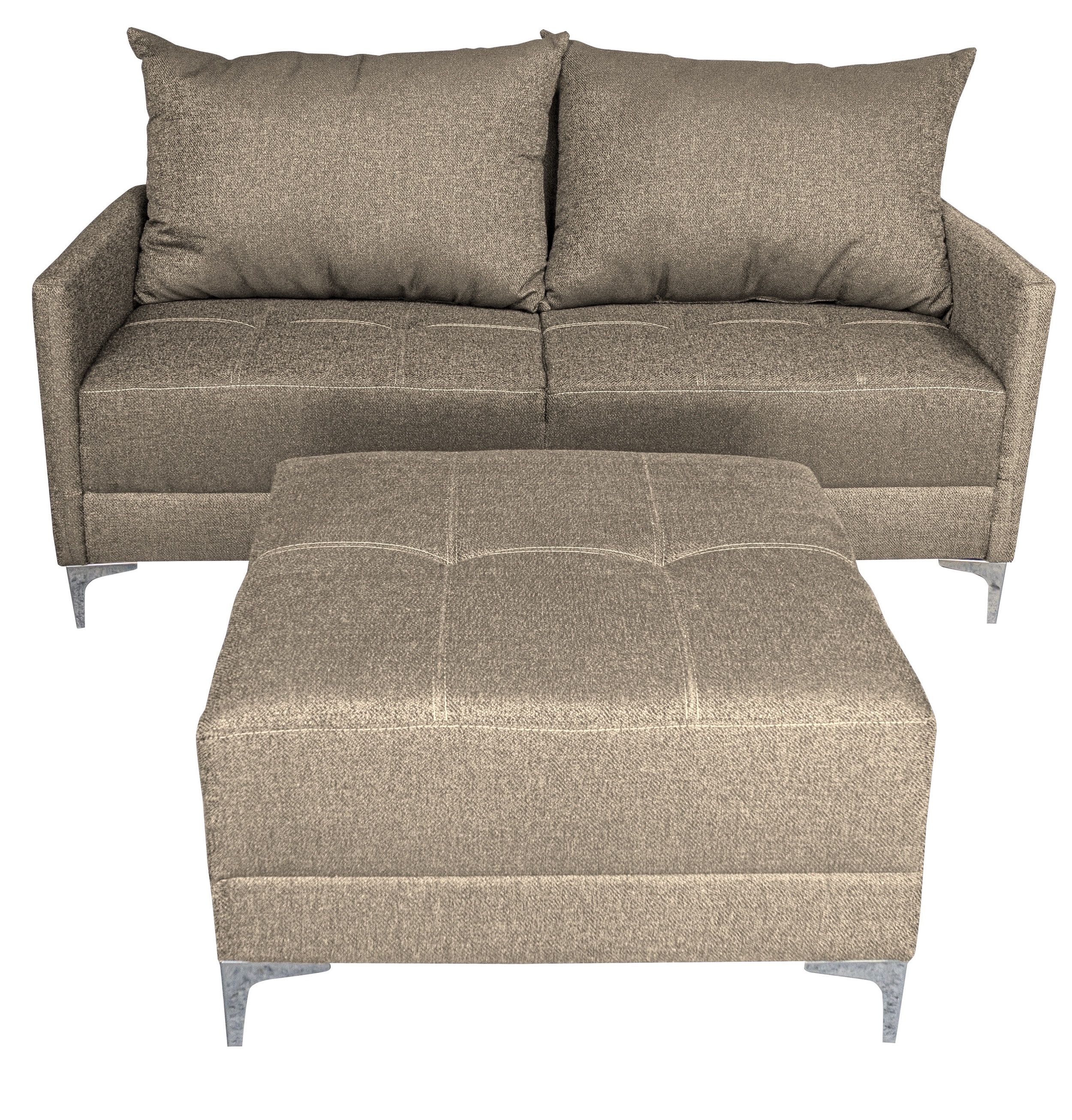 Foto 4 pulgar | Sala Esquinera Modular El Bazar Store Montana Beige 170x155 Cm  Tela Lino Nacional  Love Seat Y Taburete