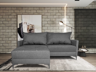 Foto 1 | Sala Esquinera Modular El Bazar Store Montana Gris Oxford 170x155 Cm Tela Lino Nacional Love Seat Y Taburete