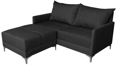 Foto 2 | Sala Esquinera Modular El Bazar Store Montana Gris Oxford 170x155 Cm Tela Lino Nacional Love Seat Y Taburete